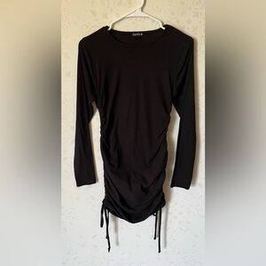 Justify Black Ribbed Knit Dress with Side Ties, Size Medium